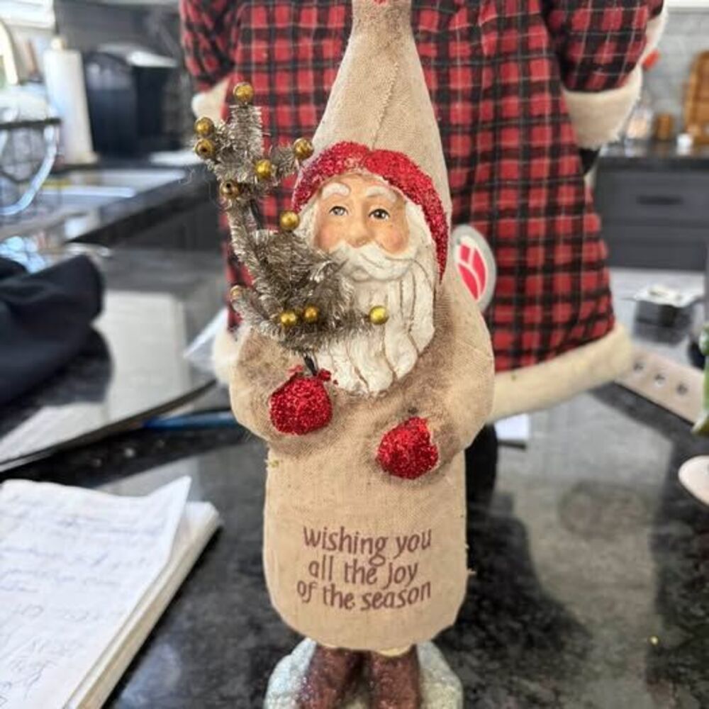 Rustic Burlap Santa Claus Figurine 12 inches